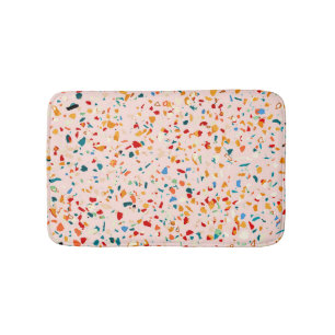Blush Terrazzo Pink Eclectic Speckles Abstract Bath Mat