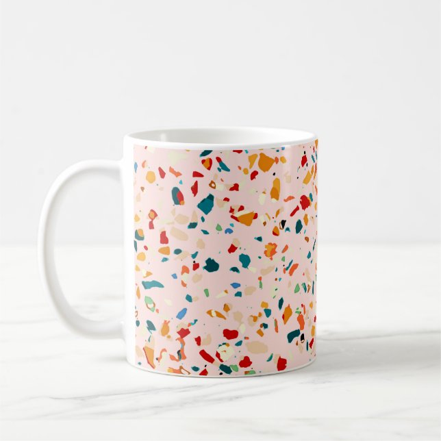 Blush Terrazzo | Pink Eclectic Speckles | Abstract Coffee Mug (Left)