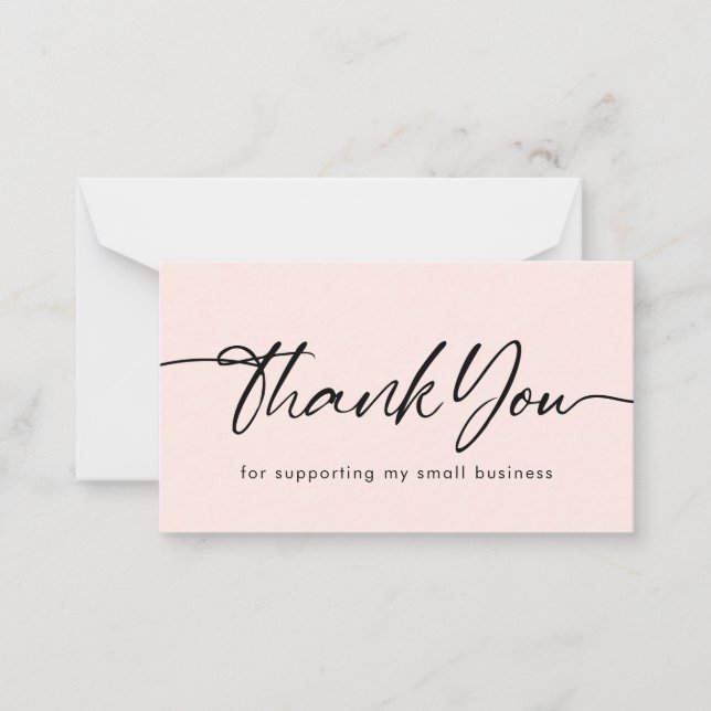 Blush Thank You For Supporting My Small Business Card (Front)