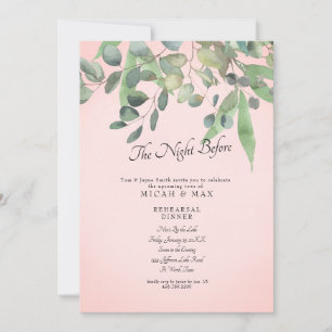 Blush The Night Before Foliage Wedding Rehearsal  Invitation