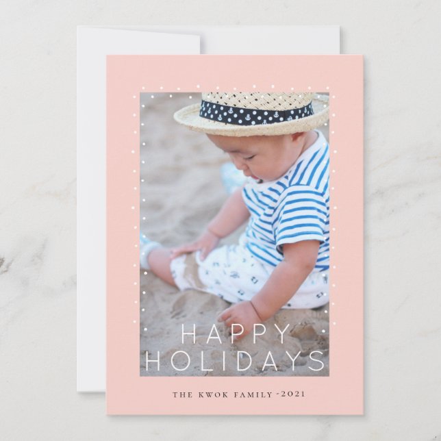 Blush Tidings Photo Holiday Card (Front)