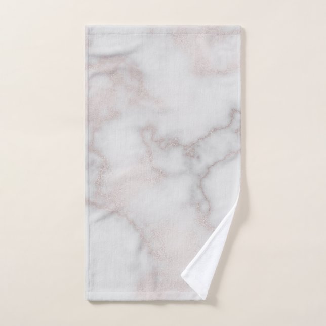 Blush tones pink rose gold white marble pattern hand towel (Hand Towel)