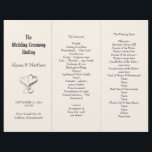 Blush Tri-Fold Two Hearts Wedding Program Template<br><div class="desc">Blush coloured floral designer wedding program template to be folded accordion style into thirds after purchase. Two hearts under the couple's names on front page for romantic effect and text is dark grey, printed font style. Using the template text areas, add all wedding ceremony information in three areas of this...</div>