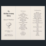 Blush Tri-Fold Two Hearts Wedding Program Template<br><div class="desc">Blush coloured floral designer wedding program template to be folded accordion style into thirds after purchase. Two hearts under the couple's names on front page for romantic effect and text is dark grey, printed font style. Using the template text areas, add all wedding ceremony information in three areas of this...</div>