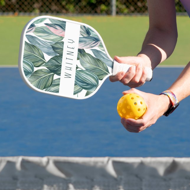 Blush Tropical Leaf Pickleball Paddle (Insitu)