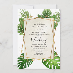Blush Tropical Palm Wedding Invitation