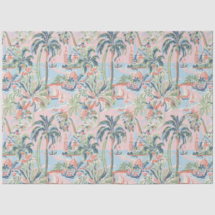 Blush Tropical Toile Tissue Paper, Palms and Sailb Paper