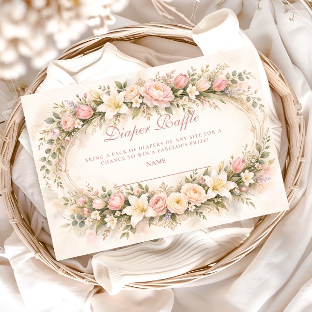 Blush Tulip And Lily Garden Diapper Raffle Enclosure Card (Creator Uploaded)