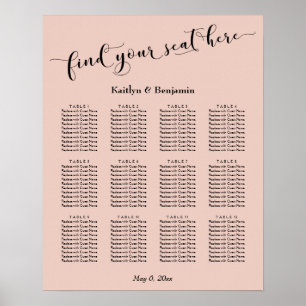 Blush, Typography Wedding Reception Seating Chart