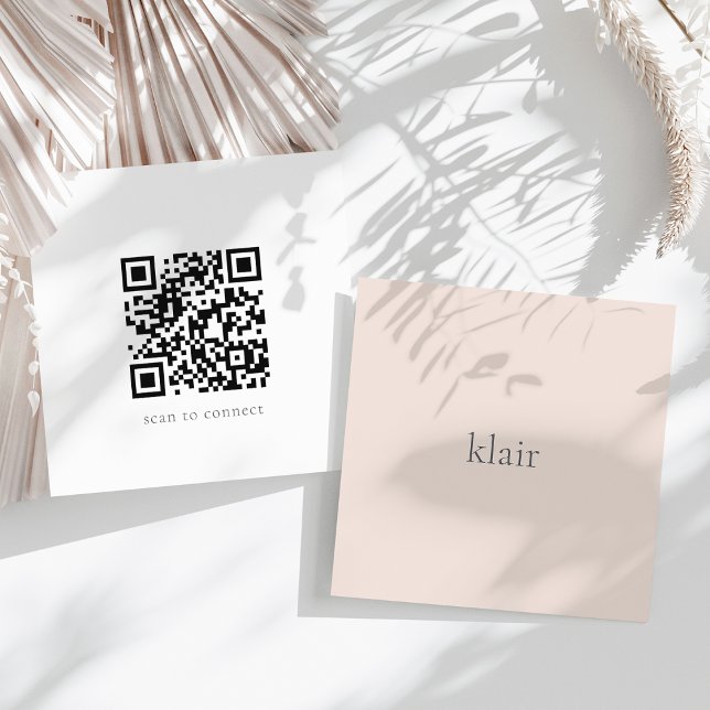 Blush | Ultra Minimal Name & QR Code Square Business Card (Creator Uploaded)