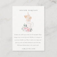 Blush Utensils Floral Recipe Request Bridal Shower