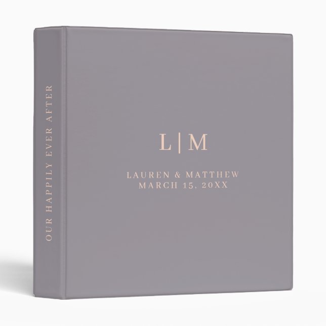 Blush Violet Wedding Album Personalized Monogram Binder (Front/Spine)