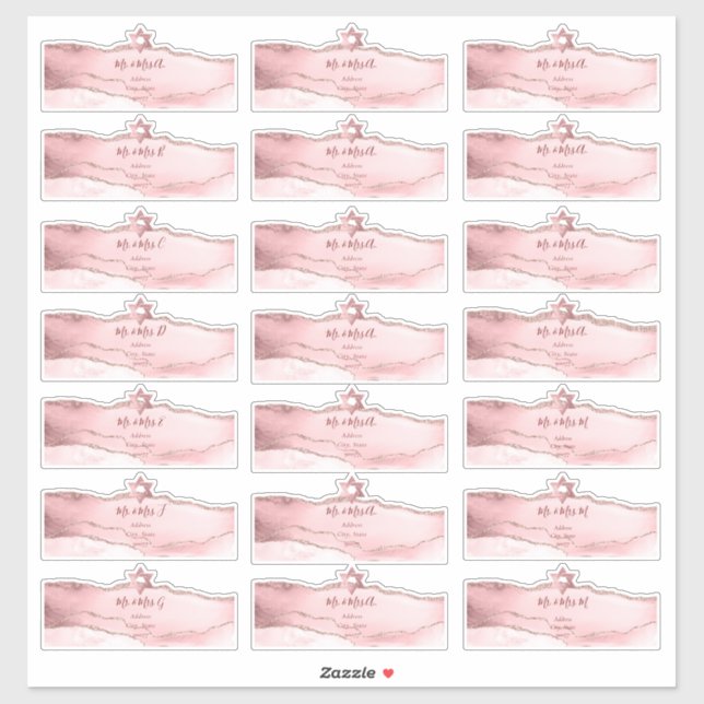 Blush Watercolor Agate Transparent Guest Address (Sheet)