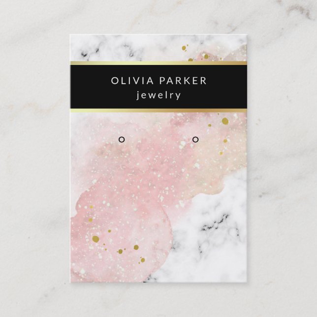 Blush Watercolor and Marble | Earring Display Card (Front)