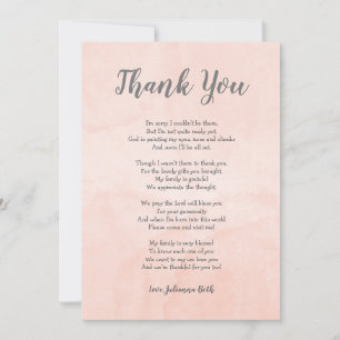 Blush watercolor Baby Shower Thank you note + poem