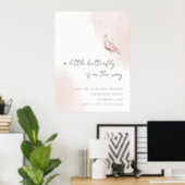 Blush Watercolor Butterfly Baby Shower Welcome Poster (Home Office)