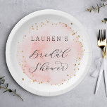 Blush Watercolor Circle Bridal Shower Paper Plate<br><div class="desc">This bridal shower paper plate features a painted watercolor circle in blush pink with faux gold dots accents.  For more advanced customization of this design,  please click the "Customize" button.  Matching items are also available.</div>