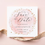 Blush Watercolor Circle Save The Date Square Card<br><div class="desc">This save the date card features a painted watercolor circle in blush pink with faux gold dots accents.  For more advanced customization of this design,  please click the "Customize" button.  Matching items are also available.</div>