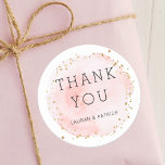 Blush Watercolor Circle Thank You Classic Round Sticker<br><div class="desc">This wedding thank you sticker features a painted watercolor circle in blush pink with faux gold dots accents.  For more advanced customization of this design,  please click the "Customize" button to change fonts,  sizes and colours. Matching items are also available.</div>