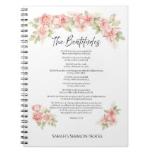 Blush Watercolor Floral Beatitudes Scripture