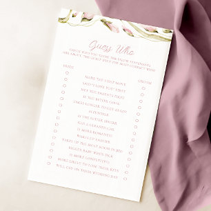 Blush Watercolor Floral Bridal Guess Who Game