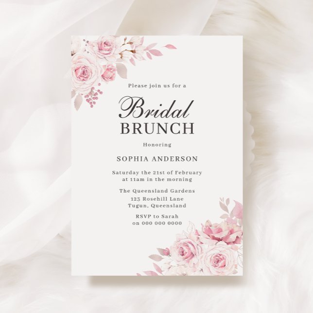 Blush Watercolor Floral Bridal Shower Brunch Invitation (Creator Uploaded)