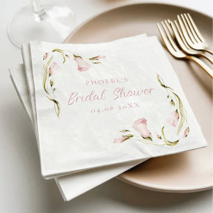 Blush Watercolor Floral Bridal Shower Napkin