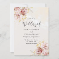 Blush Watercolor Floral Marble Finish Wedding