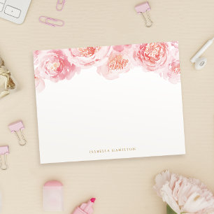 Blush watercolor floral Personalized Stationery Card
