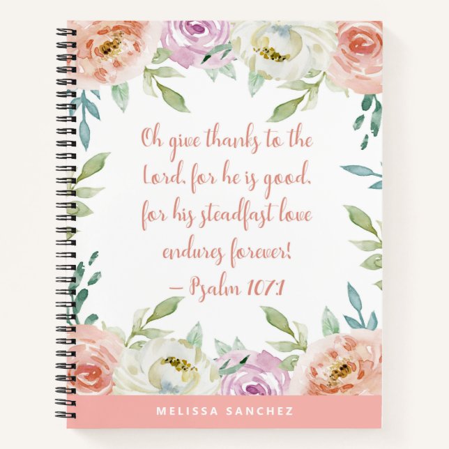 Blush Watercolor Floral Pretty Gratitude Journal (Front)