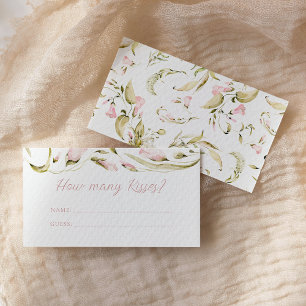 Blush Watercolor Floral Shower How Many Kisses Enclosure Card