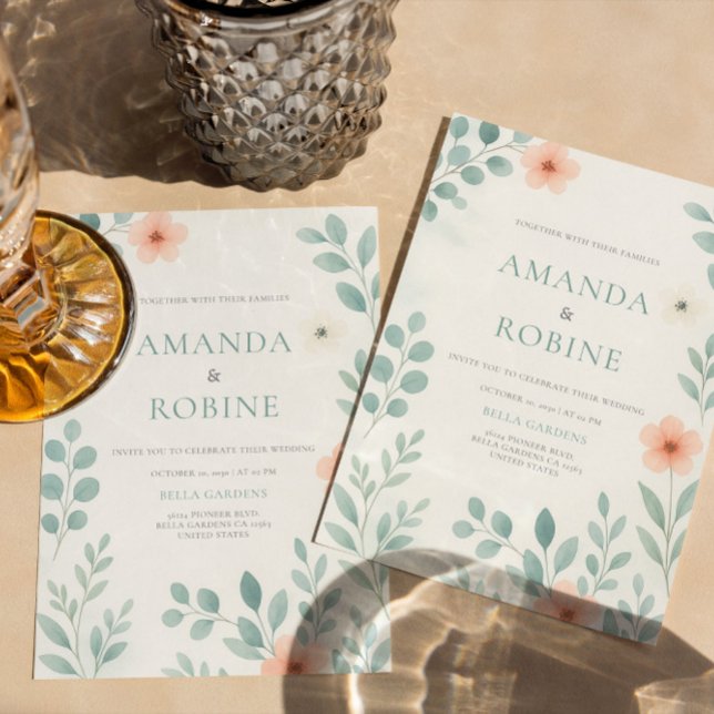 Blush Watercolor Floral Wedding Invitation (Creator Uploaded)