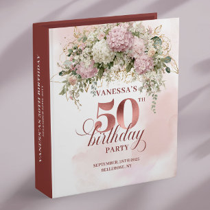 Blush Watercolor Garden 50th Birthday Photo Album Binder