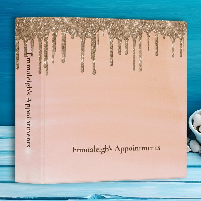 Blush Watercolor Gold Glitter Drip Appointment Binder (Creator Uploaded)