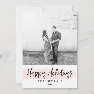 Blush Watercolor Holiday Photo Cards