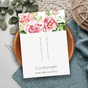 Blush Watercolor Peony Floral Hairclip Pin Display Business Card