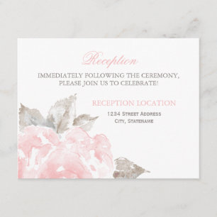 Blush Watercolor Rose Wedding Reception Enclosure Card