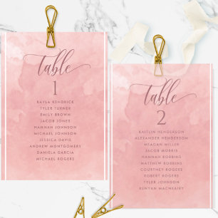 Blush  Watercolor Seating Plan Card w/ Guest Names
