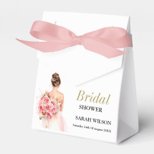Blush Watercolor Wedding Gown Bridal Shower Favor Box