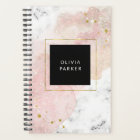 Blush Watercolor | White Marble and Faux Gold