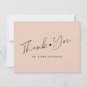 Blush wedding elegant script thank you card