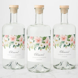 Blush Wedding Favor Liquor Bottle Label