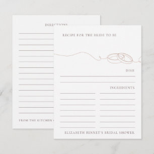 Blush Wedding Rings Bridal Shower Recipe Card
