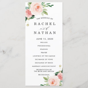 Blush White Bloom Floral Wedding Program