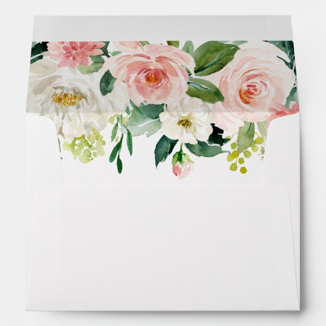 Blush White Bloom Pre-Printed Address 5x7 Envelope (Back (Bottom))