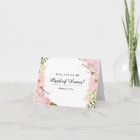 Blush White Botanical Will You Be My Maid of Honor