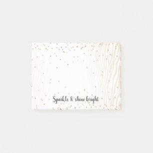 Blush White Cream Zebra Gold Confetti Sparkle Post-it Notes