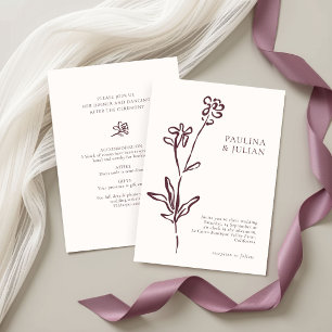 Blush White & Dusty Mauve Floral Wedding Combo Invitation