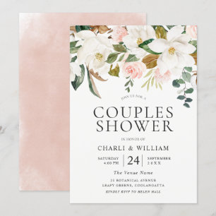 Blush & White Florals Elegant Couples Shower Invitation