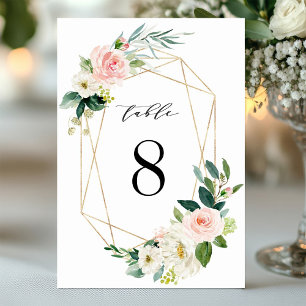 Blush White Gold Frame Wedding Table Number